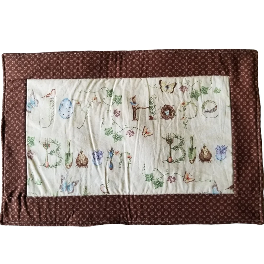 4 Handmade Reversible Quilted Placemats Patchwork Cottagecore Spring Butterflies